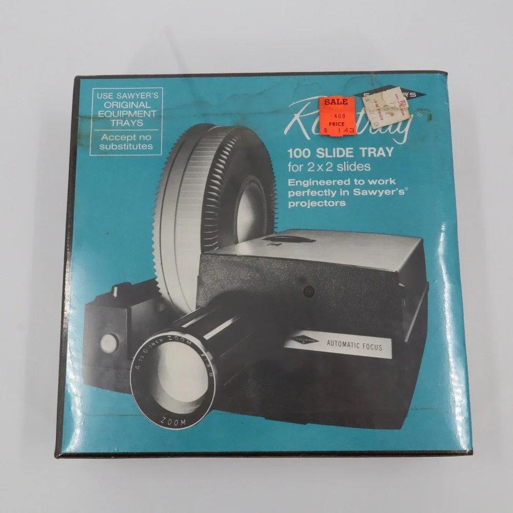 Vintage Sawyer's Rototray 100 Slide Tray Black 2x2 Vintage Projector NEW Sealed